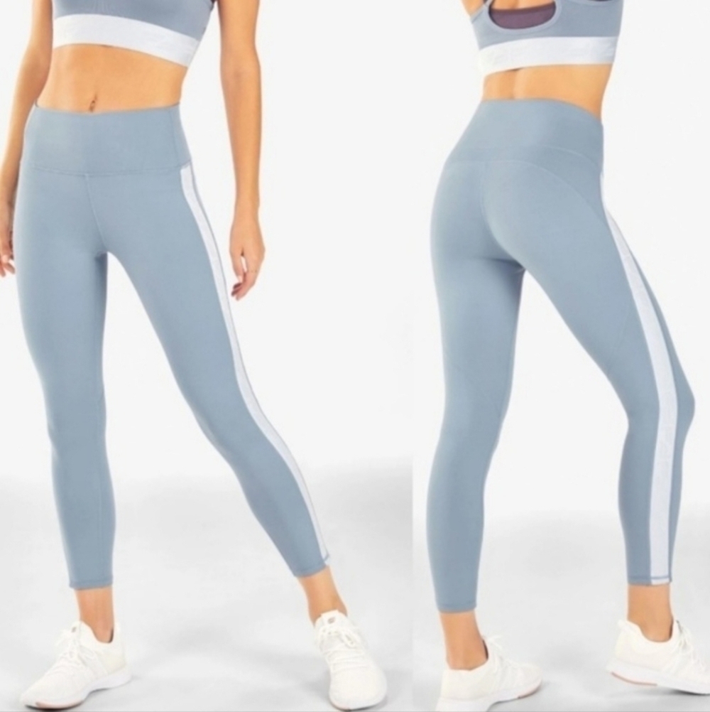 Fabletics High Waisted Powerhold Leggings Fitness Light Blue Women's Small S EUC